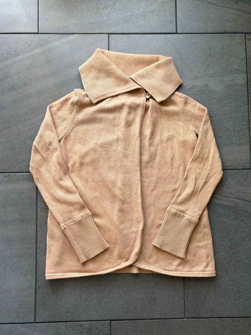 Gap Angora Rabbit Hair Blend Sweater Womens S Tan One Button Collar Cardigan